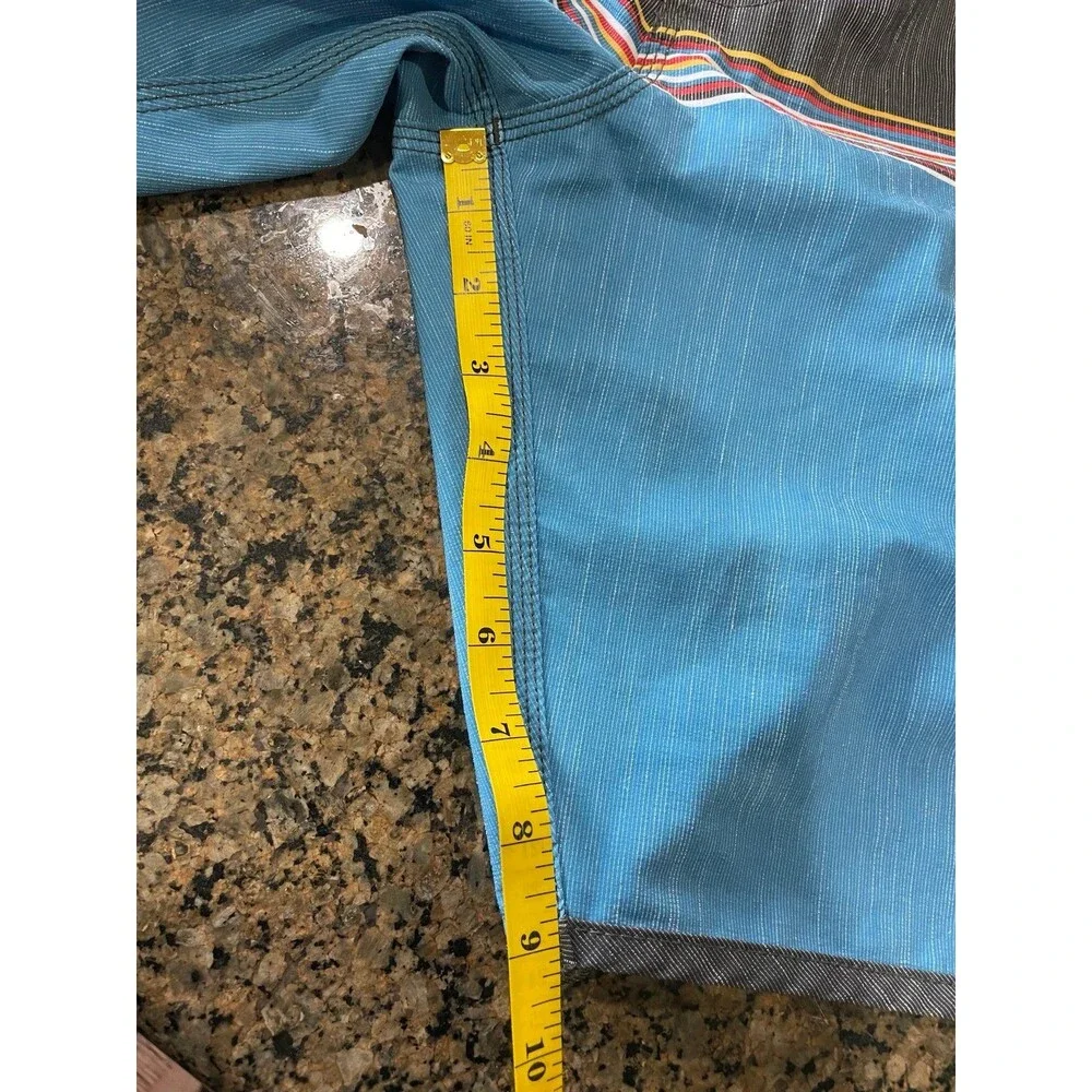 Vissla Board Shorts Mens 30 Gray Blue stripes adjustable closure perfect pocket
